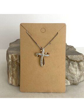 Ross-Simons Gold Plated Sterling Silver 925 Diamond Cross Pendant Necklace 18"
